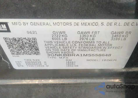 2021 Chevrolet Blazer Fwd 1Lt from USA, damaged, VIN 3GNKBBRA1MS558648